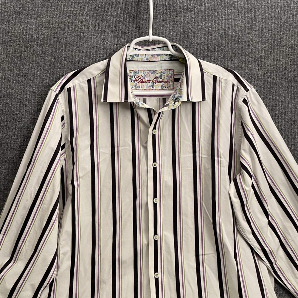 Robert Graham Dress Shirt Men's Sz XL Classic Fit Button Up Long Sleeve Striped - Picture 3 of 14